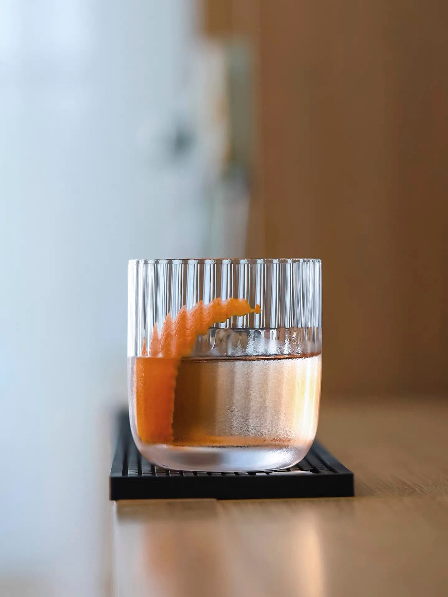 Crystal Fluted Rocks Glass